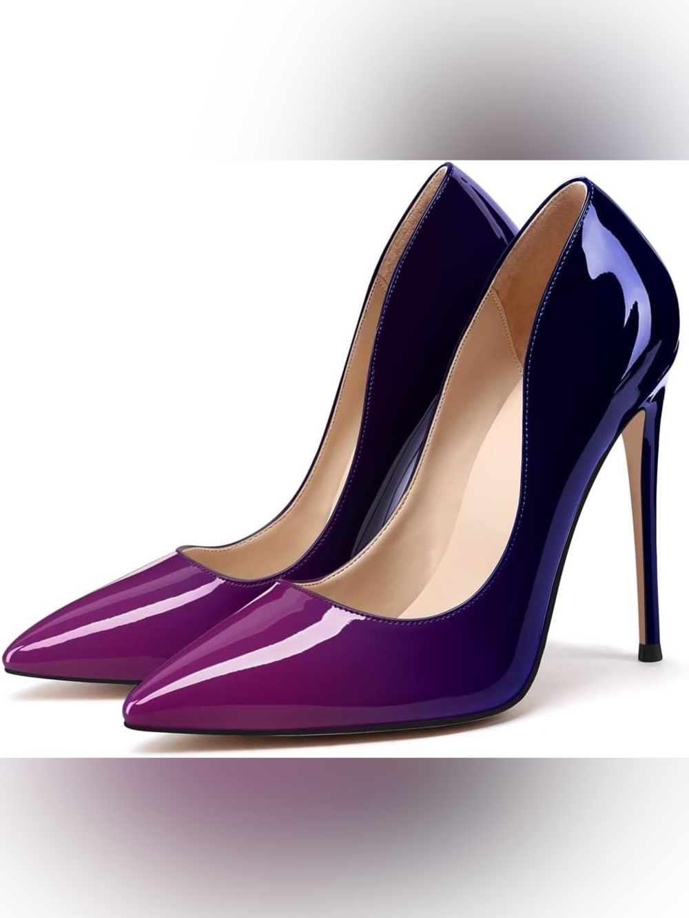 Women's Purple Ombre Patent Pointed-Toe 4.7 Inch Stiletto Pumps